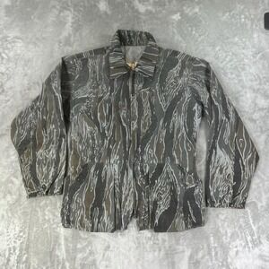Ideal Jacket Womens Gray Camouflage Outdoor Zip Front Elastic Waist Hunting